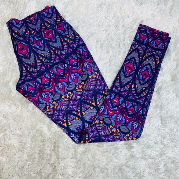 Mossimo Supply Co. Pants - Tribal Floral Bright Leggings Sz Small Blue Pink Purple